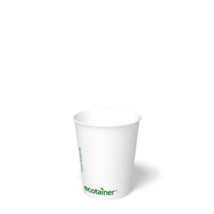 Cup Paper Hot 8oz, White PLA Ecotainer